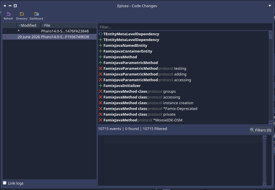 Example of Epicea after a recompilation of TEntityMetaLevelDependency