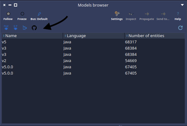The Import button of the Models browser